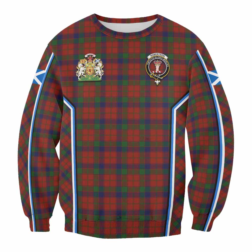Robertson Tartan Crest Sweatshirt Scotland Coat of Arm Flag Style - Tartan Vibes Clothing