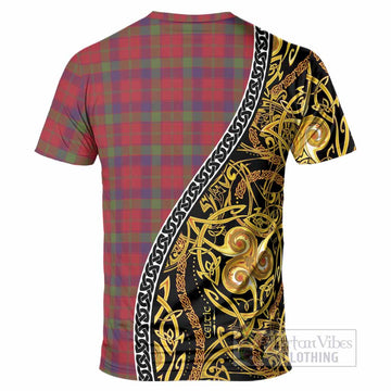 Robertson Tartan Crest T-Shirt Celtic Knot and Triple Trickle Spiral Symbols