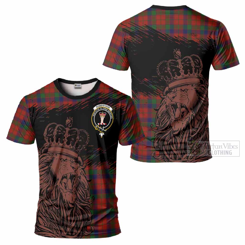 Robertson Tartan Crest T-Shirt Crowned Lion Heritage Style