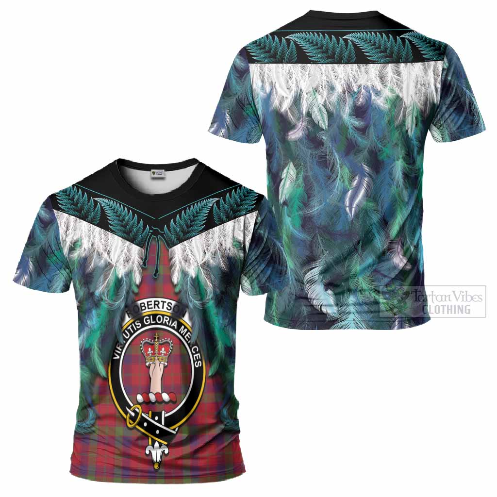 Robertson Tartan Crest T-Shirt New Zealand Maori Korowai Cloak