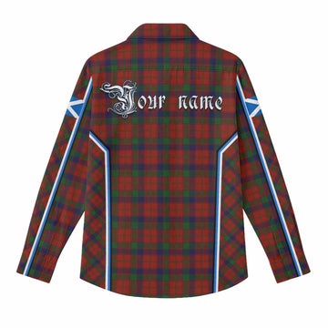 Robertson Tartan Crest Women Casual Shirt Scotland Coat of Arm Flag Style