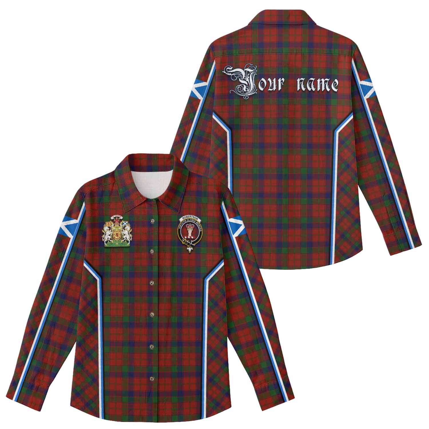 Robertson Tartan Crest Women Casual Shirt Scotland Coat of Arm Flag Style - Tartan Vibes Clothing