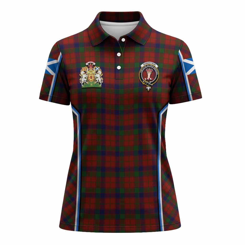 Robertson Tartan Crest Women's Polo Shirt Scotland Coat of Arm Flag Style - Tartan Vibes Clothing