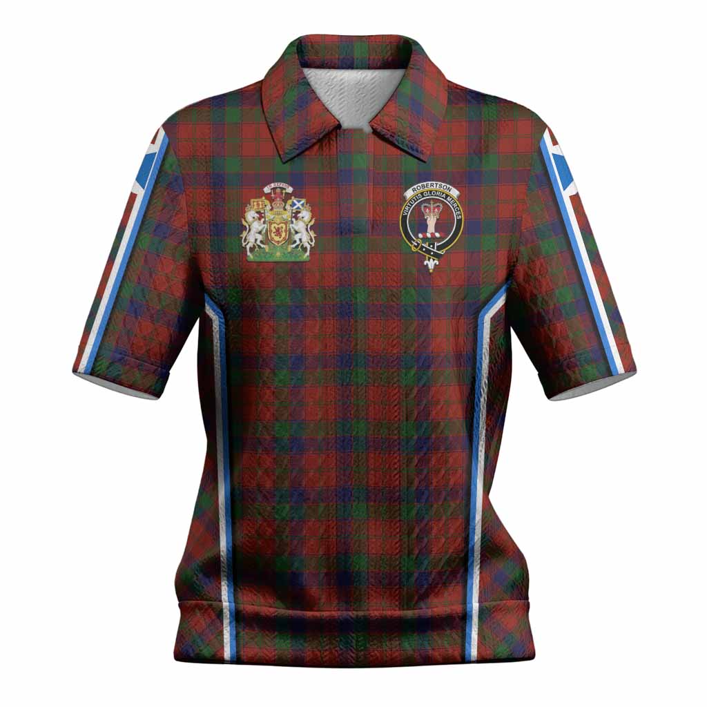 Robertson Tartan Crest Women’s Polo Sweater Top Scotland Coat of Arm Flag Style