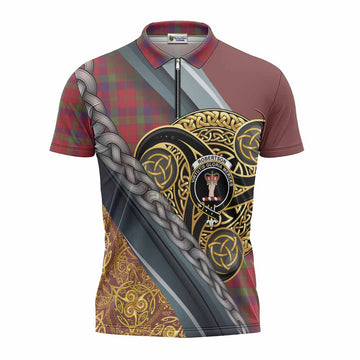 Robertson Tartan Crest Zipper Polo Shirt Scottish Triskele Celtic