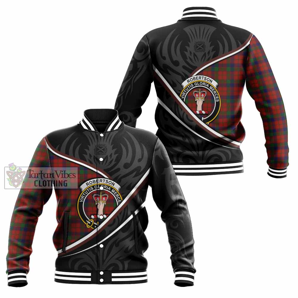 Robertson Tartan Family Crest Baseball Jacket Celtic Scottish Thistle Floral - Tartan Vibes Clothing