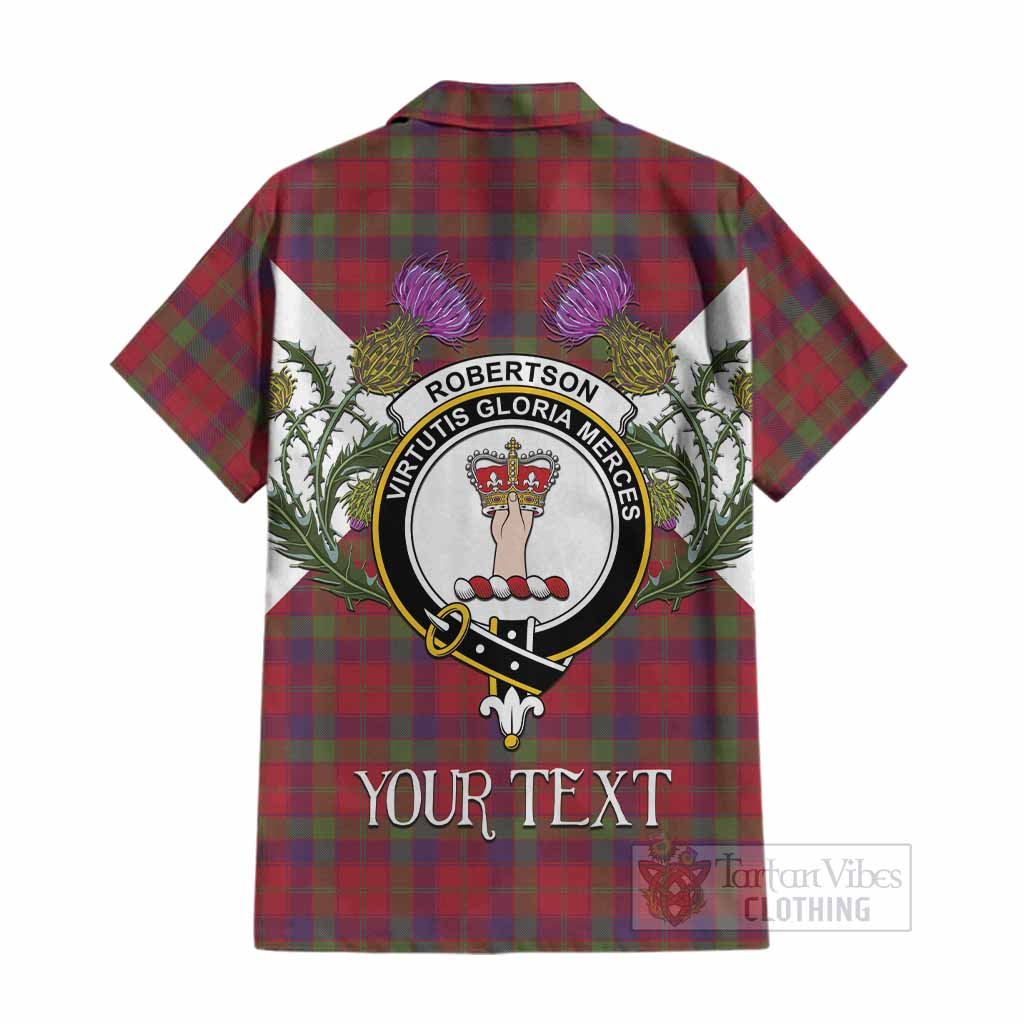 Robertson Tartan Family Crest Cotton Hawaiian Shirt Scottish Burns Night Thistle Floral