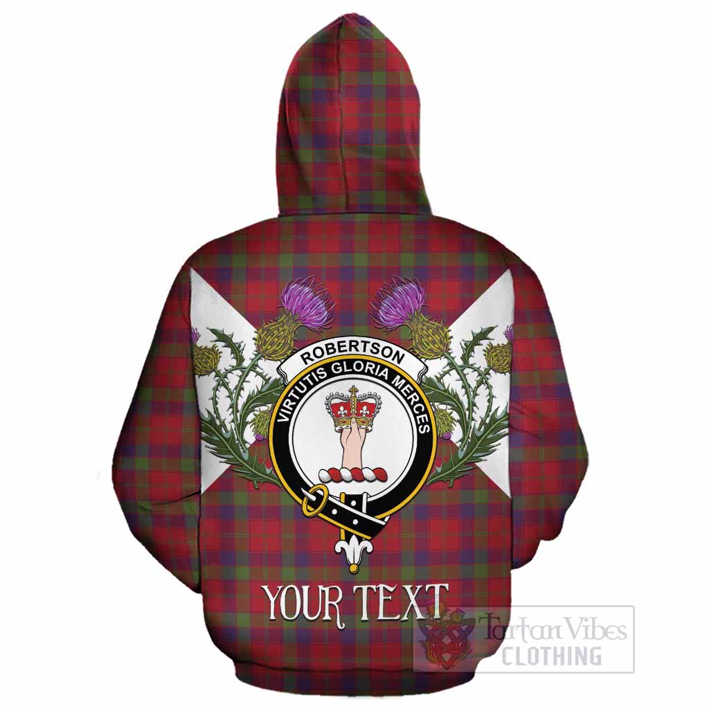Robertson Tartan Family Crest Cotton Hoodie Scottish Burns Night Thistle Floral