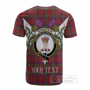 Robertson Tartan Family Crest Cotton T-shirt Scottish Burns Night Thistle Floral