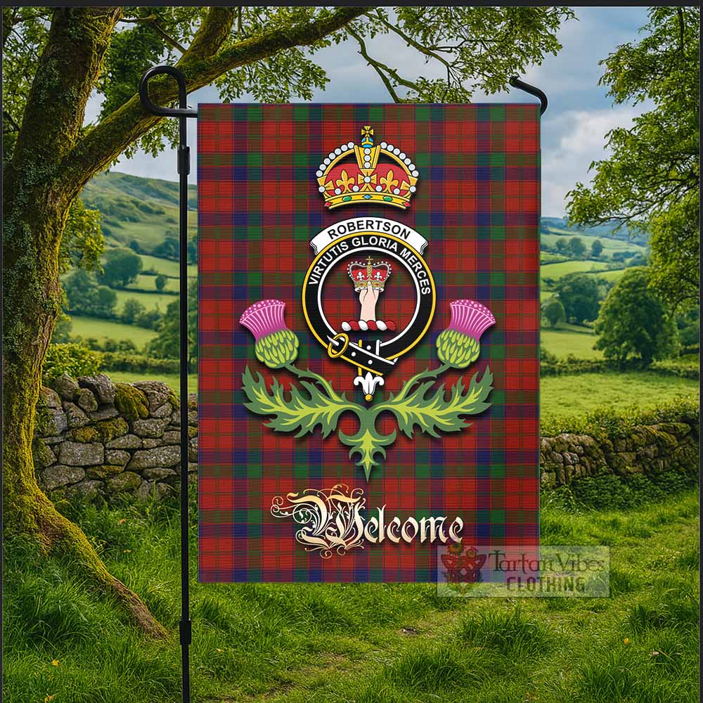 Robertson Tartan Family Crest Garden Flag Royal Thistle Welcome Style - Tartan Vibes Clothing