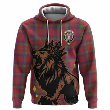 Robertson Tartan Family Crest Hoodie Crowned Lion Roaring