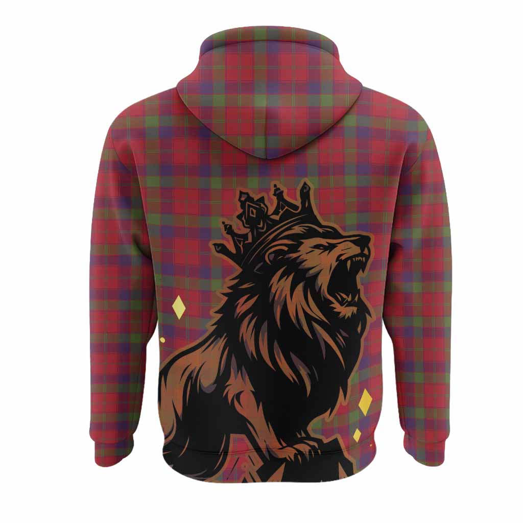 Robertson Tartan Family Crest Hoodie Crowned Lion Roaring