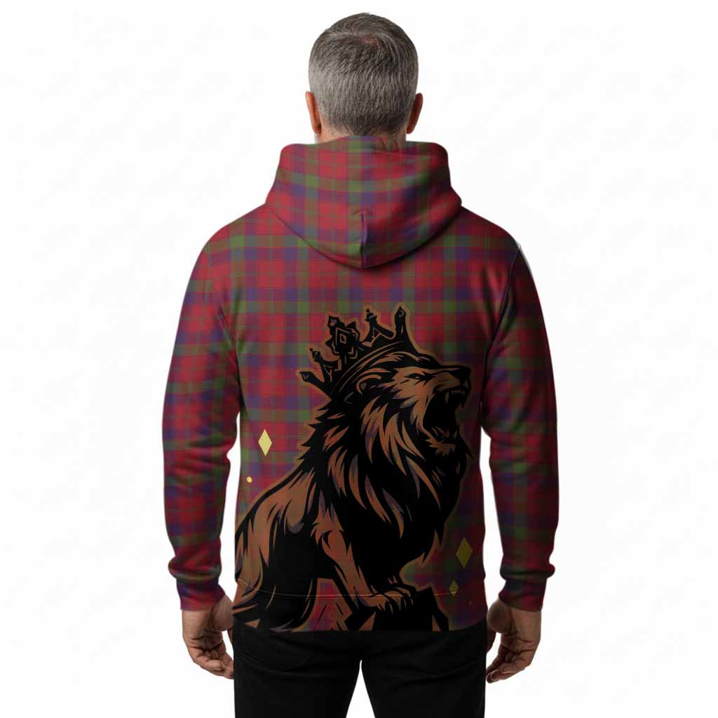 Robertson Tartan Family Crest Hoodie Crowned Lion Roaring