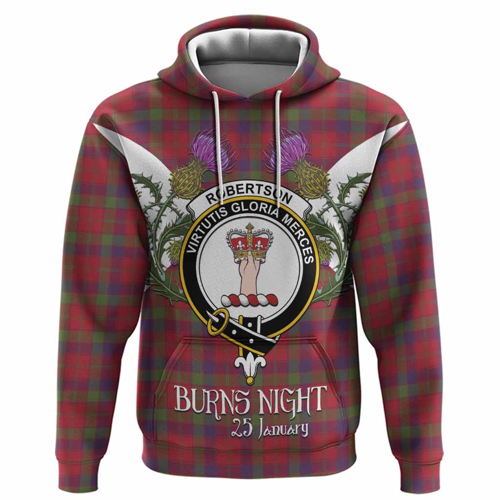 Robertson Tartan Family Crest Hoodie Scottish Burns Night Thistle Floral