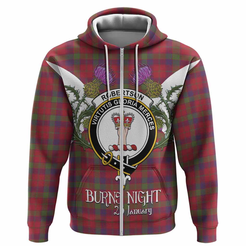 Robertson Tartan Family Crest Hoodie Scottish Burns Night Thistle Floral