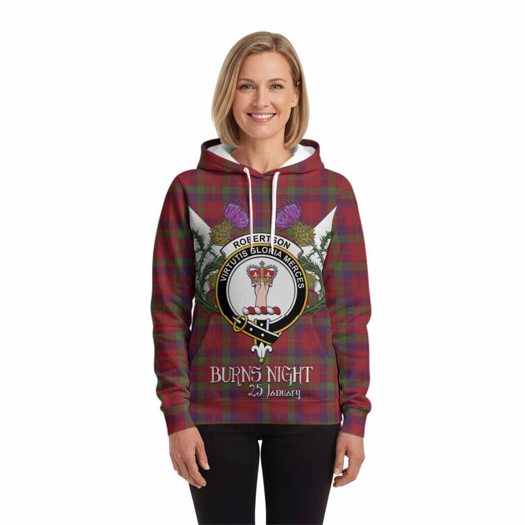 Robertson Tartan Family Crest Hoodie Scottish Burns Night Thistle Floral