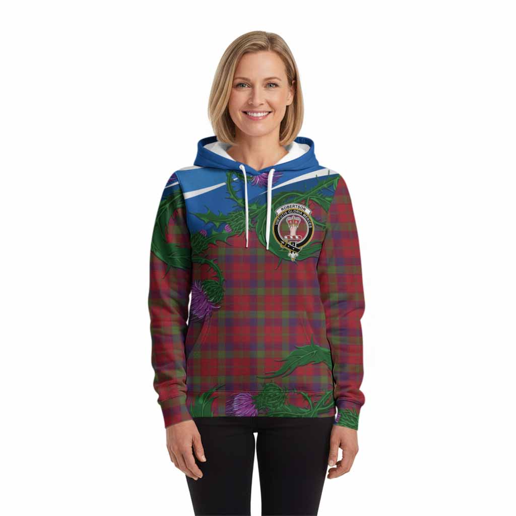 Robertson Tartan Family Crest Hoodie Thistle in Minimalism