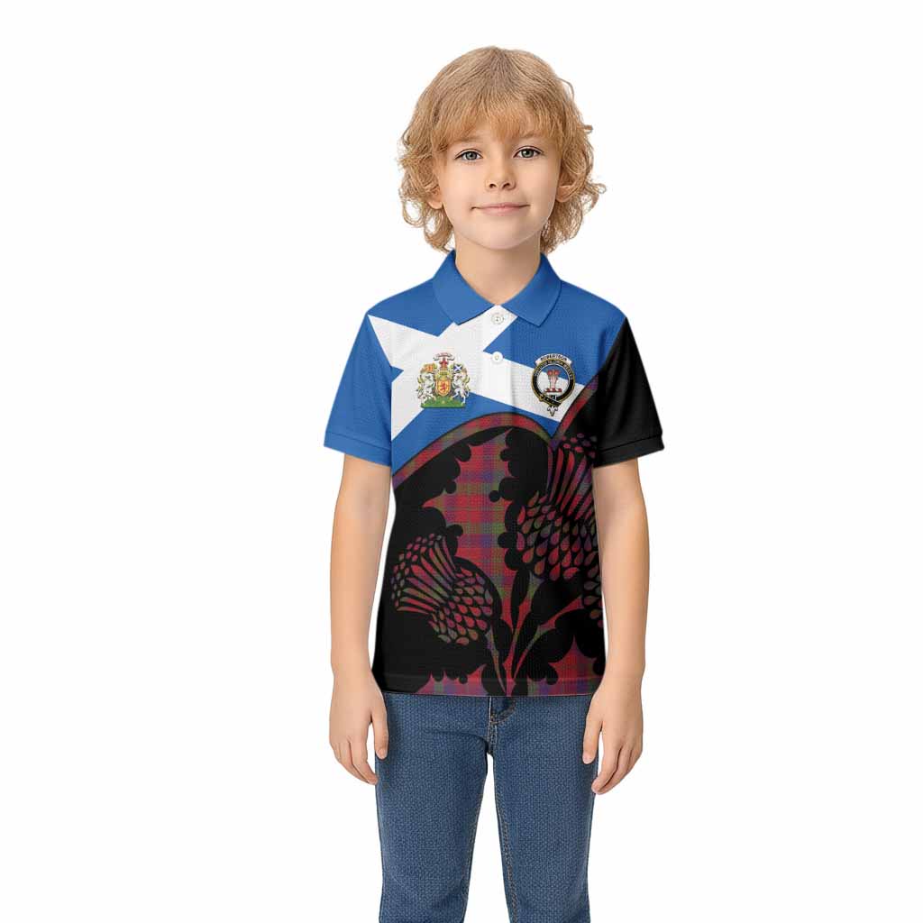 Robertson Tartan Family Crest Kid Polo Shirt Scotland Thistle Floral Flag Style