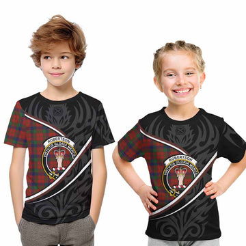 Robertson Tartan Family Crest Kid T-shirt Celtic Scottish Thistle Floral