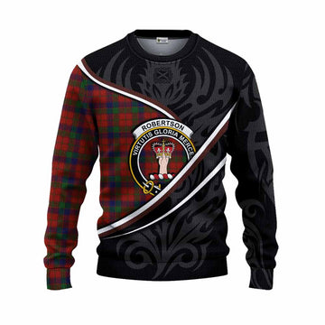 Robertson Tartan Family Crest Knitted Sweater Celtic Scottish Thistle Floral