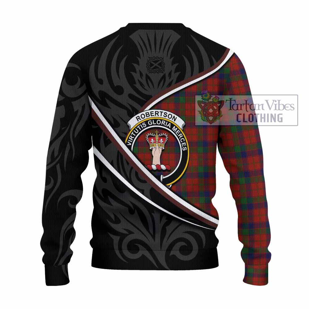 Robertson Tartan Family Crest Knitted Sweater Celtic Scottish Thistle Floral - Tartan Vibes Clothing