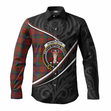 Robertson Tartan Family Crest Long Sleeve Button Shirts Celtic Scottish Thistle Floral - Tartan Vibes Clothing