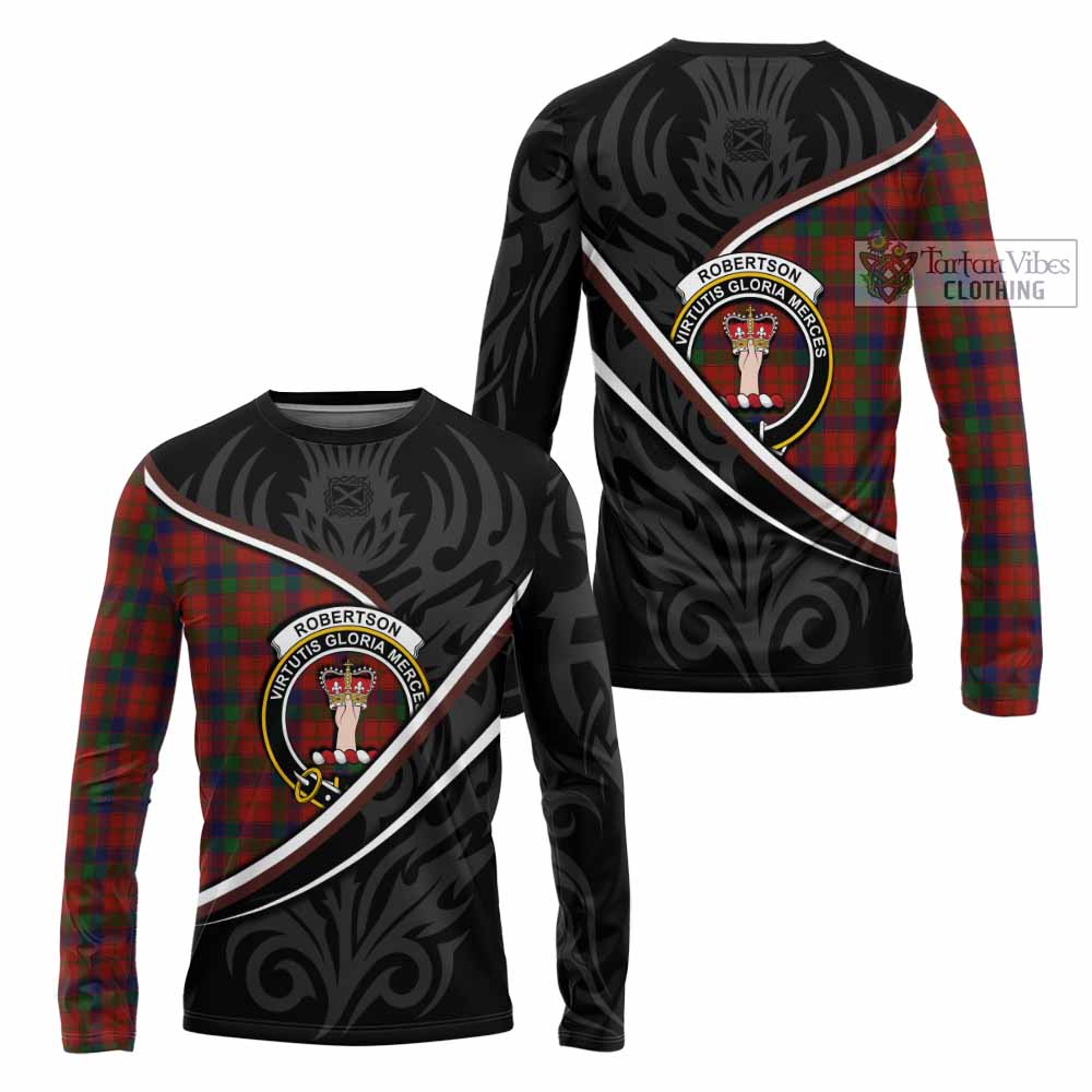 Robertson Tartan Family Crest Long Sleeve T-Shirt Celtic Scottish Thistle Floral - Tartan Vibes Clothing