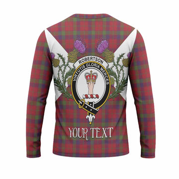 Robertson Tartan Family Crest Long Sleeve T-Shirt Scottish Burns Night Thistle Floral