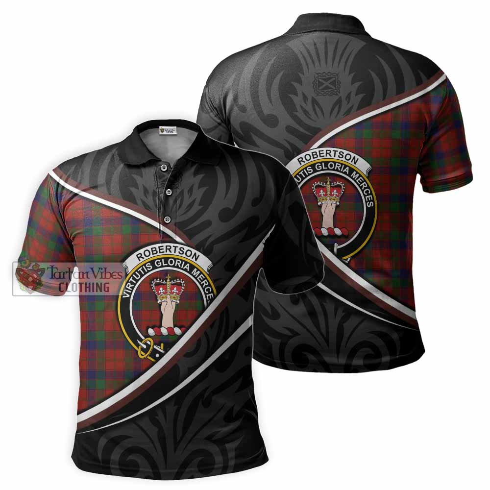 Robertson Tartan Family Crest Polo Shirt Celtic Scottish Thistle Floral - Tartan Vibes Clothing