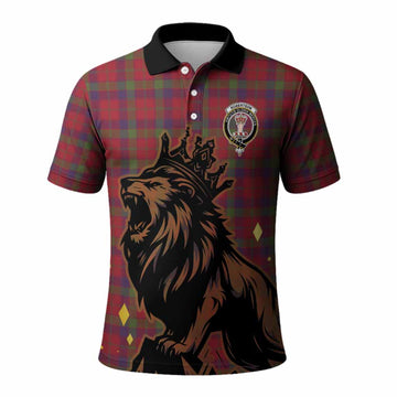 Robertson Tartan Family Crest Polo Shirt Crowned Lion Roaring