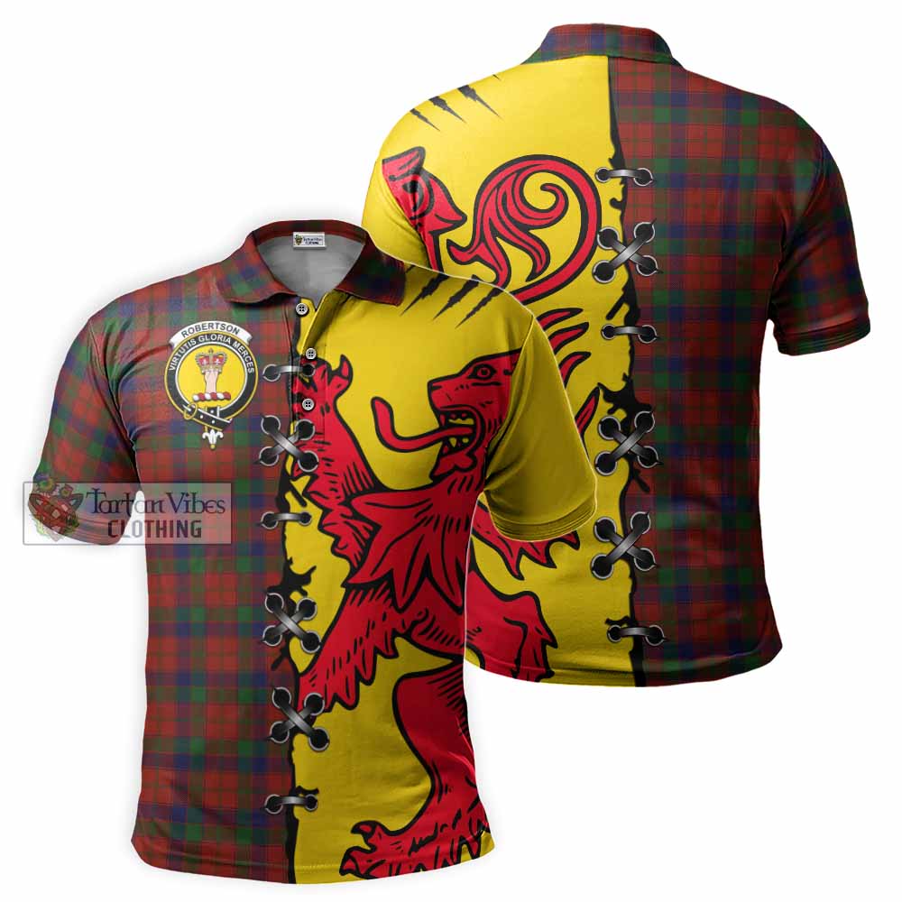 Robertson Tartan Family Crest Polo Shirt Lion Rampant Honor - Tartan Vibes Clothing