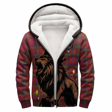 Robertson Tartan Family Crest Sherpa Hoodie Crowned Lion Roaring