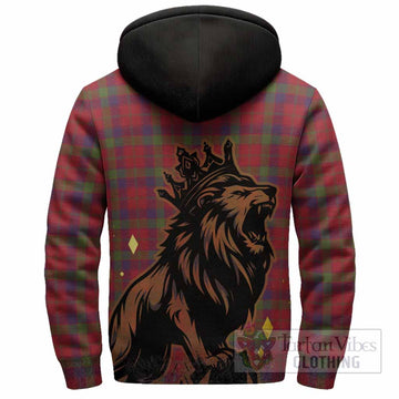 Robertson Tartan Family Crest Sherpa Hoodie Crowned Lion Roaring
