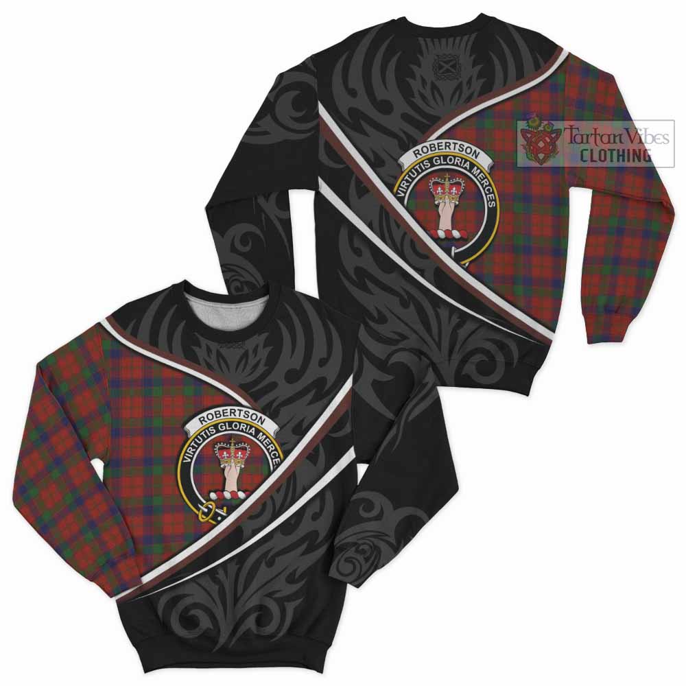 Robertson Tartan Family Crest Sweatshirt Celtic Scottish Thistle Floral - Tartan Vibes Clothing