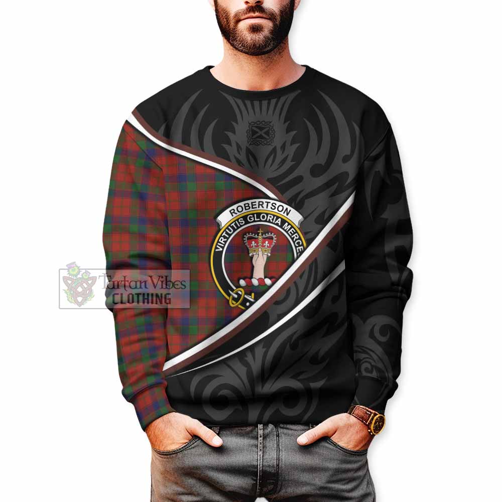 Robertson Tartan Family Crest Sweatshirt Celtic Scottish Thistle Floral - Tartan Vibes Clothing