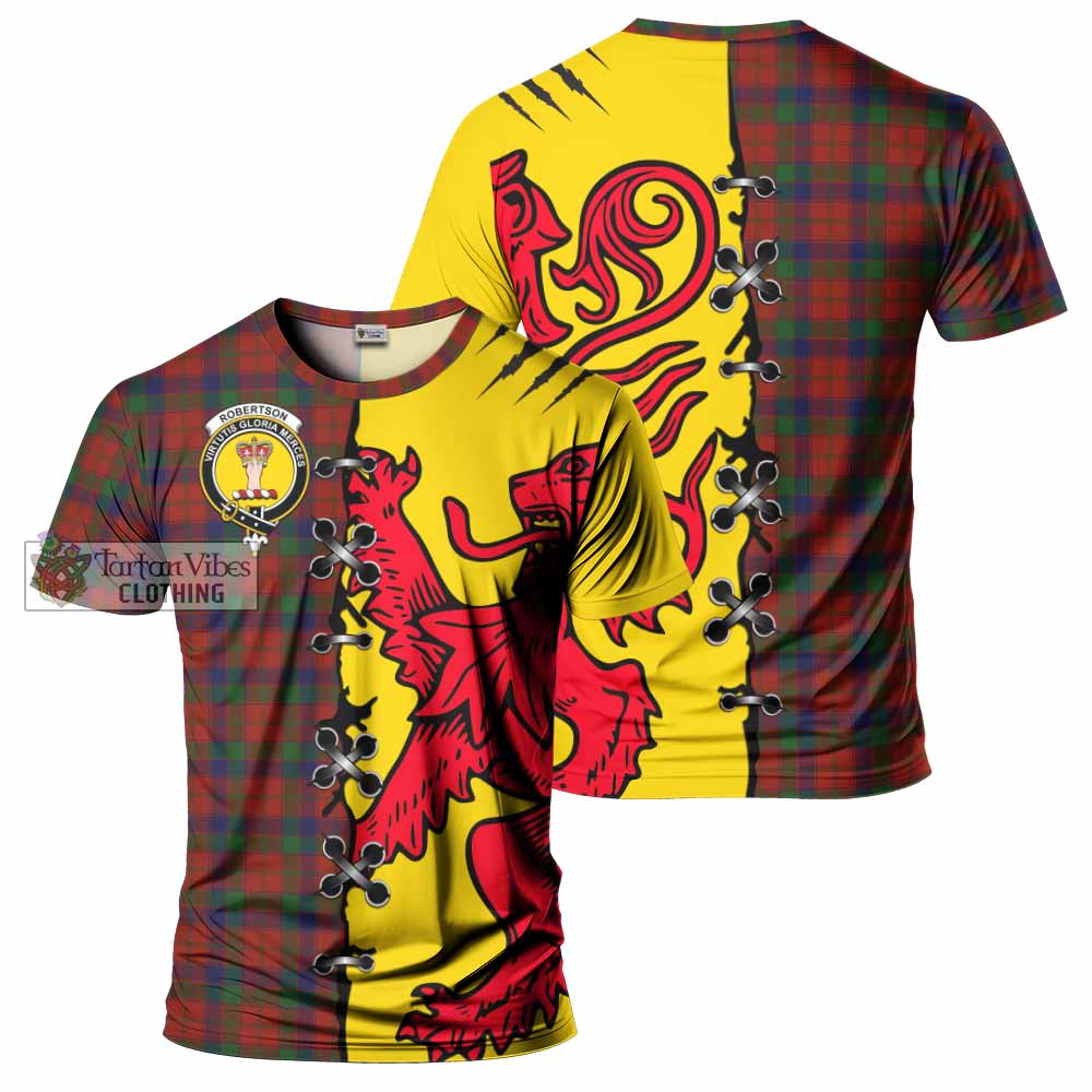 Robertson Tartan Family Crest T-shirt Lion Rampant Honor - Tartan Vibes Clothing