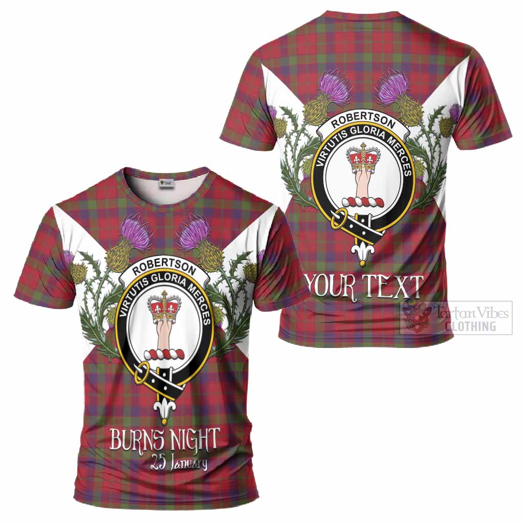 Robertson Tartan Family Crest T-Shirt Scottish Burns Night Thistle Floral