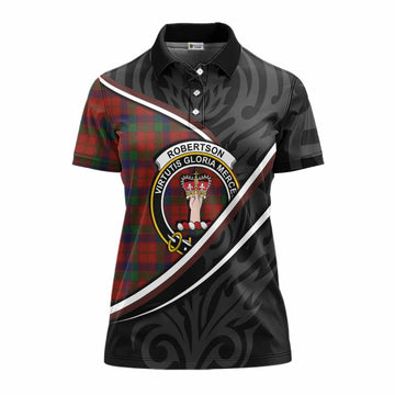 Robertson Tartan Family Crest Women's Polo Shirt Celtic Scottish Thistle Floral