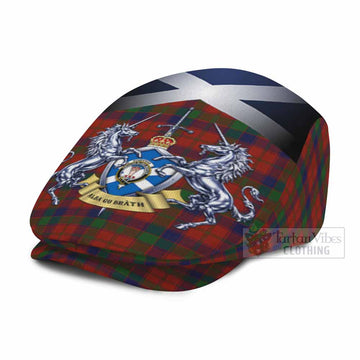 Robertson Tartan Flat Cap, Jeff Cap Alba Gu Brath Unicorn Crest