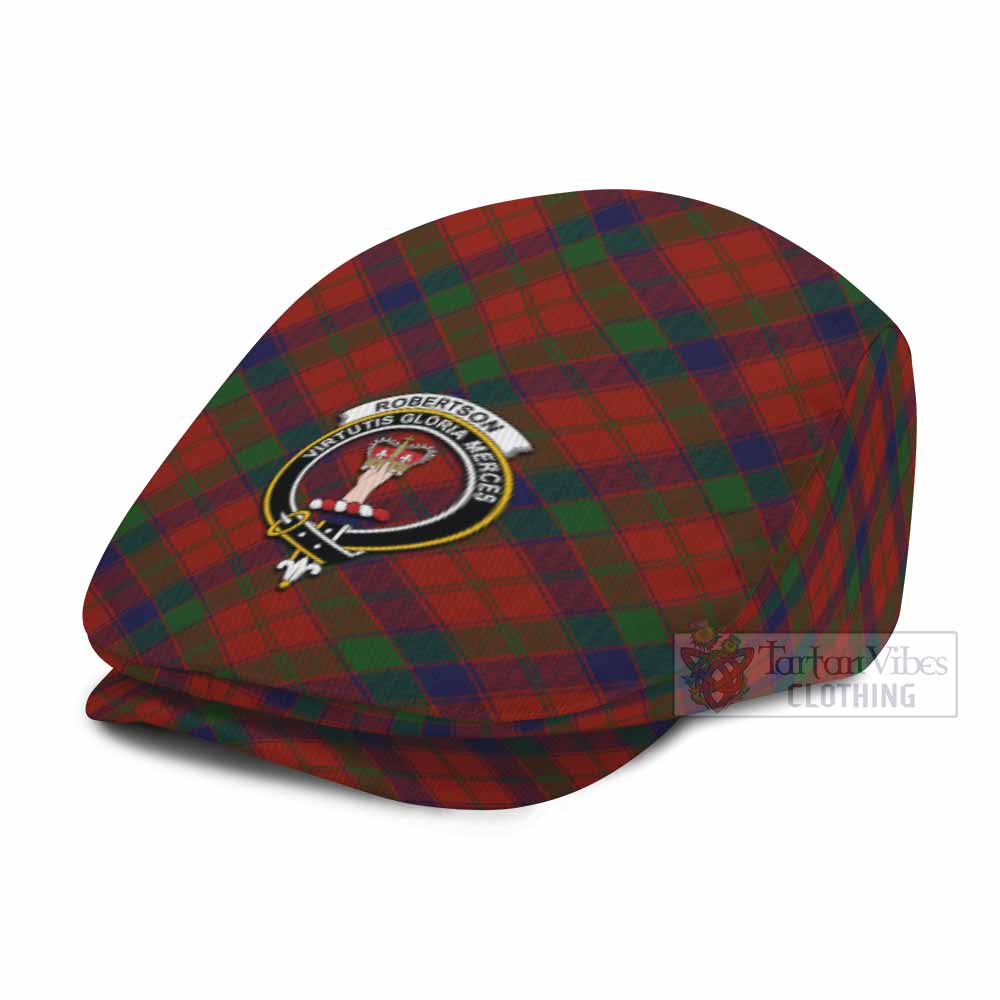 Robertson Tartan Flat Cap, Jeff Cap Cross Style with Family Crest - Tartan Vibes Clothing
