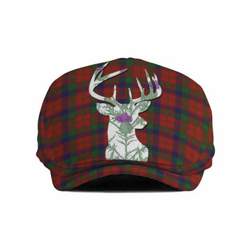 Robertson Tartan Flat Cap, Jeff Cap Scottish Stag Thistle Floral Art
