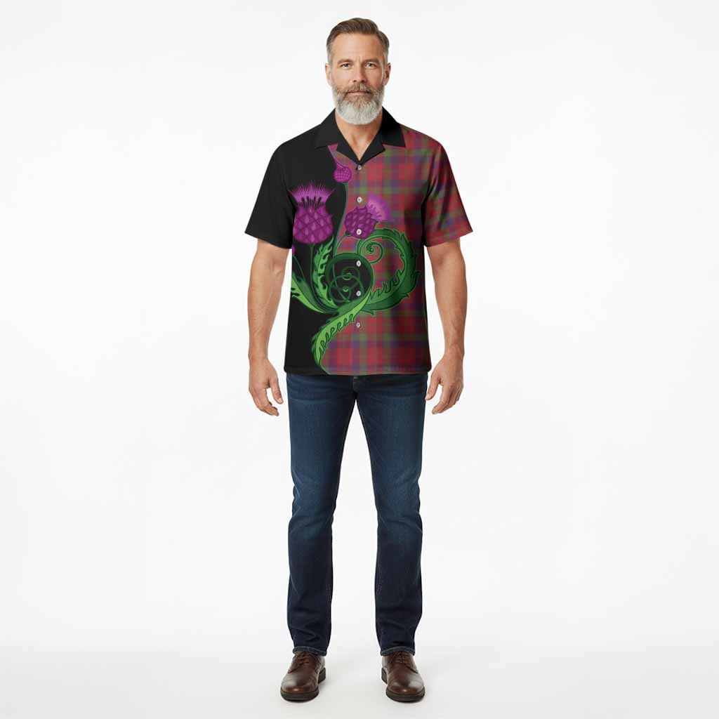 Robertson Tartan Hawaiian Shirt Traditional Scottish Thistle