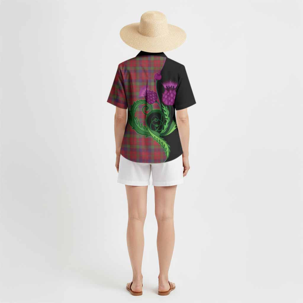 Robertson Tartan Hawaiian Shirt Traditional Scottish Thistle
