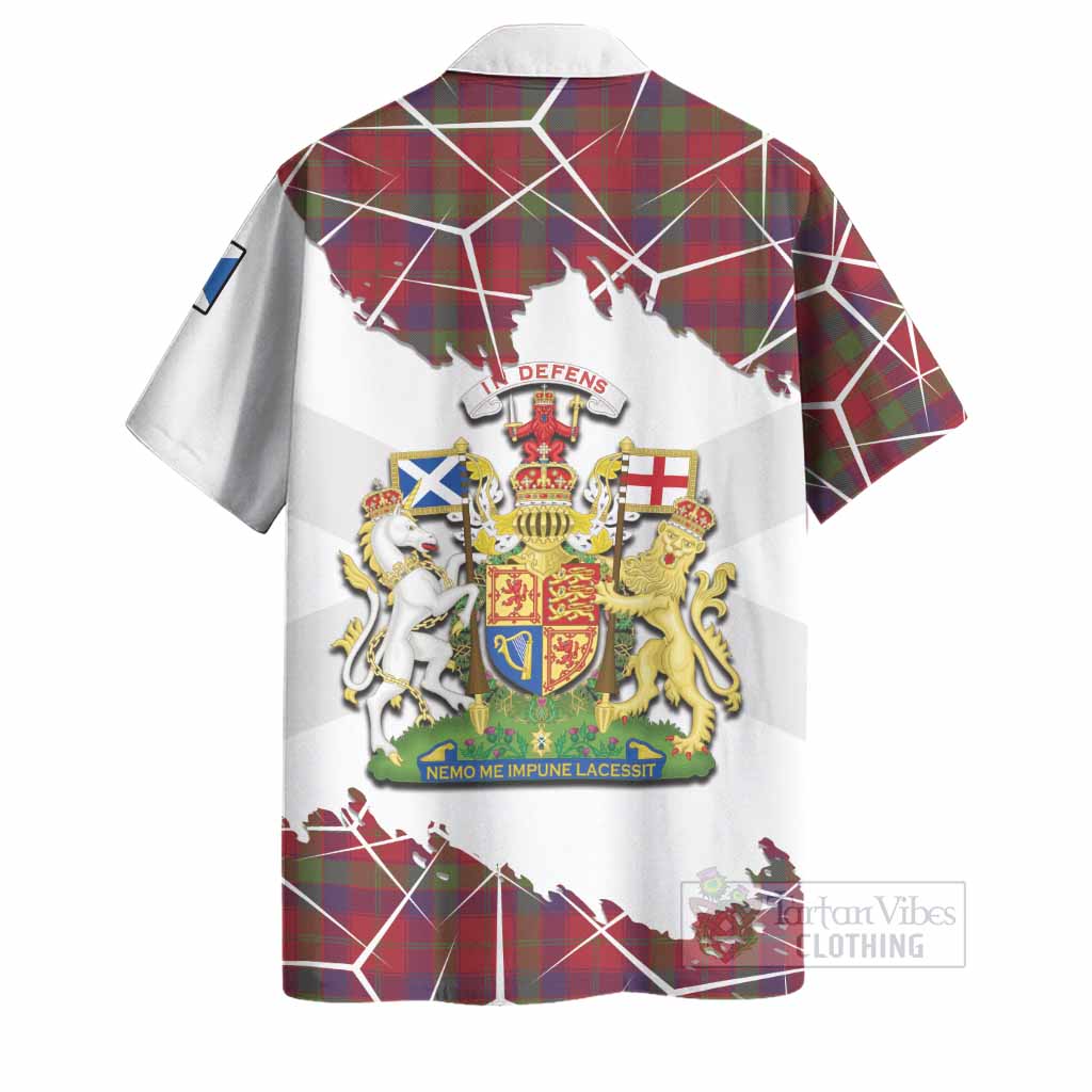 Robertson Tartan Hawaiian Shirt with Family Crest and Lion Rampant Grunge Style