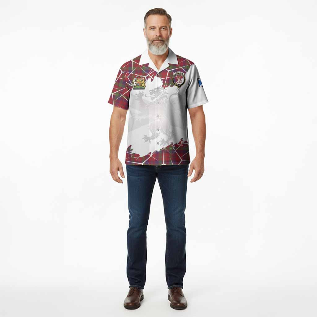 Robertson Tartan Hawaiian Shirt with Family Crest and Lion Rampant Grunge Style