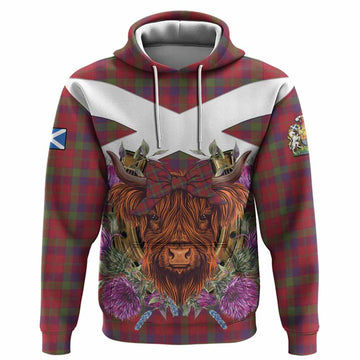 Robertson Tartan Hoodie Scottish Thistle Heilan Coo