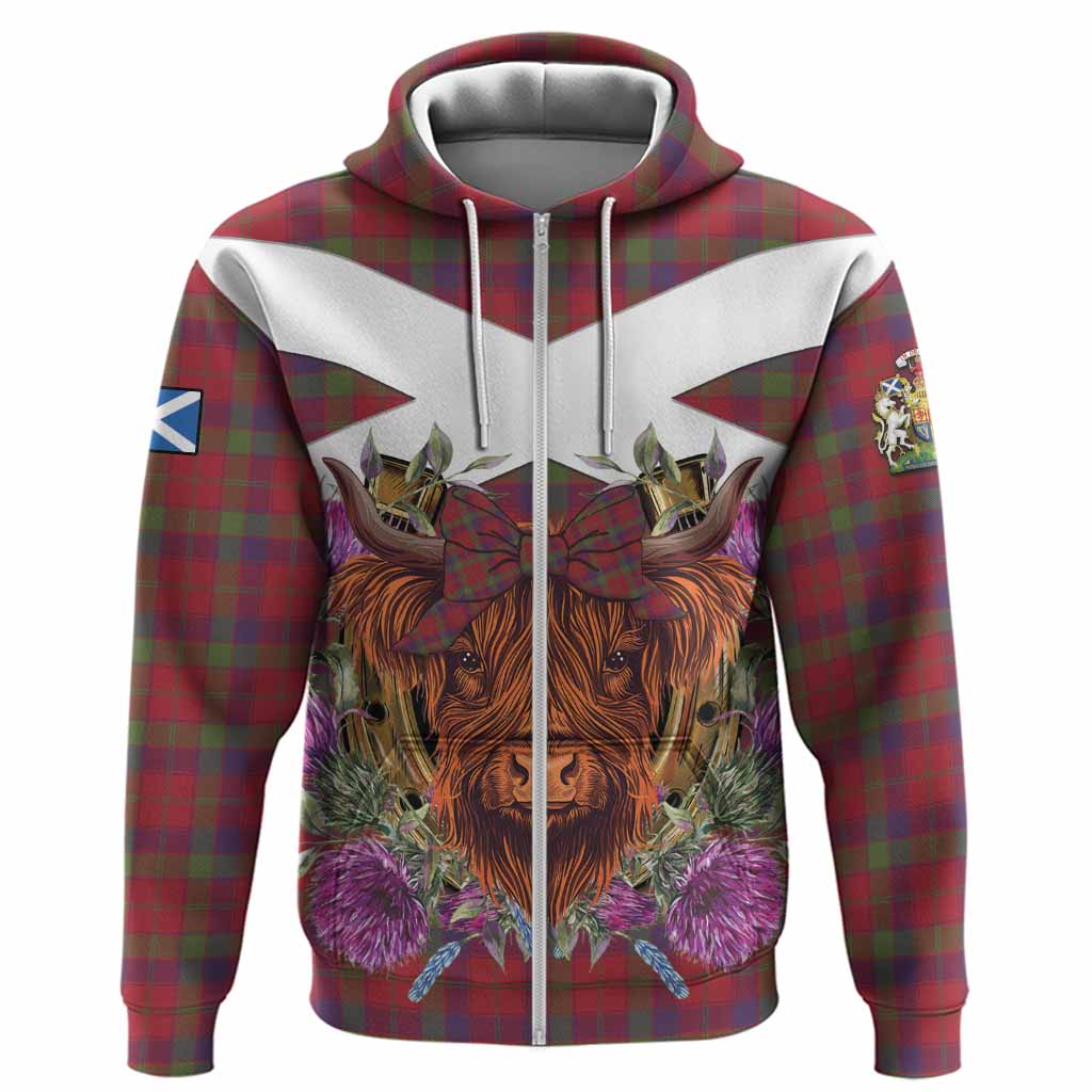 Robertson Tartan Hoodie Scottish Thistle Heilan Coo