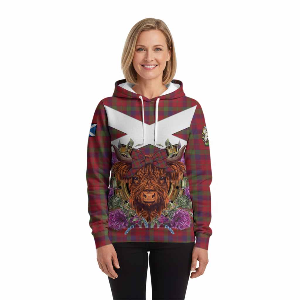 Robertson Tartan Hoodie Scottish Thistle Heilan Coo