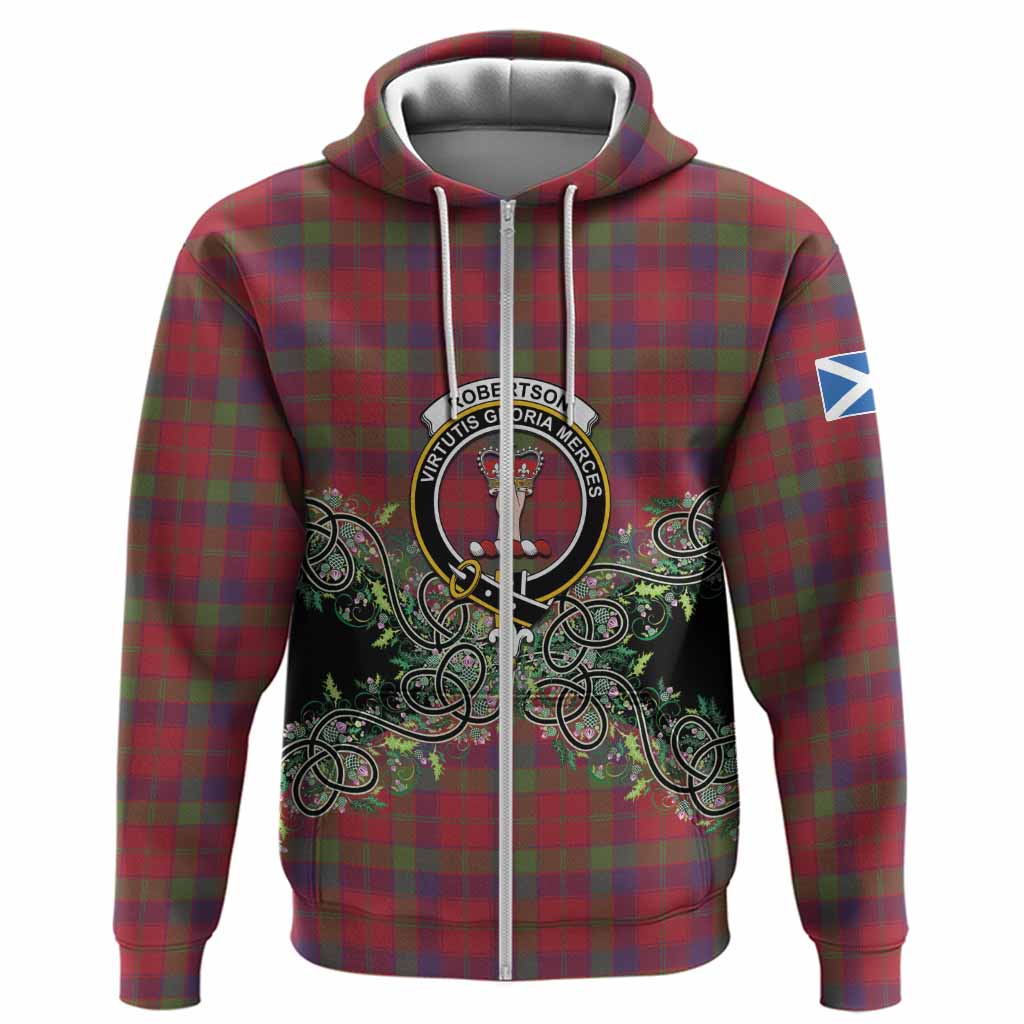 Robertson Tartan Hoodie Thistle Scottish Spirit