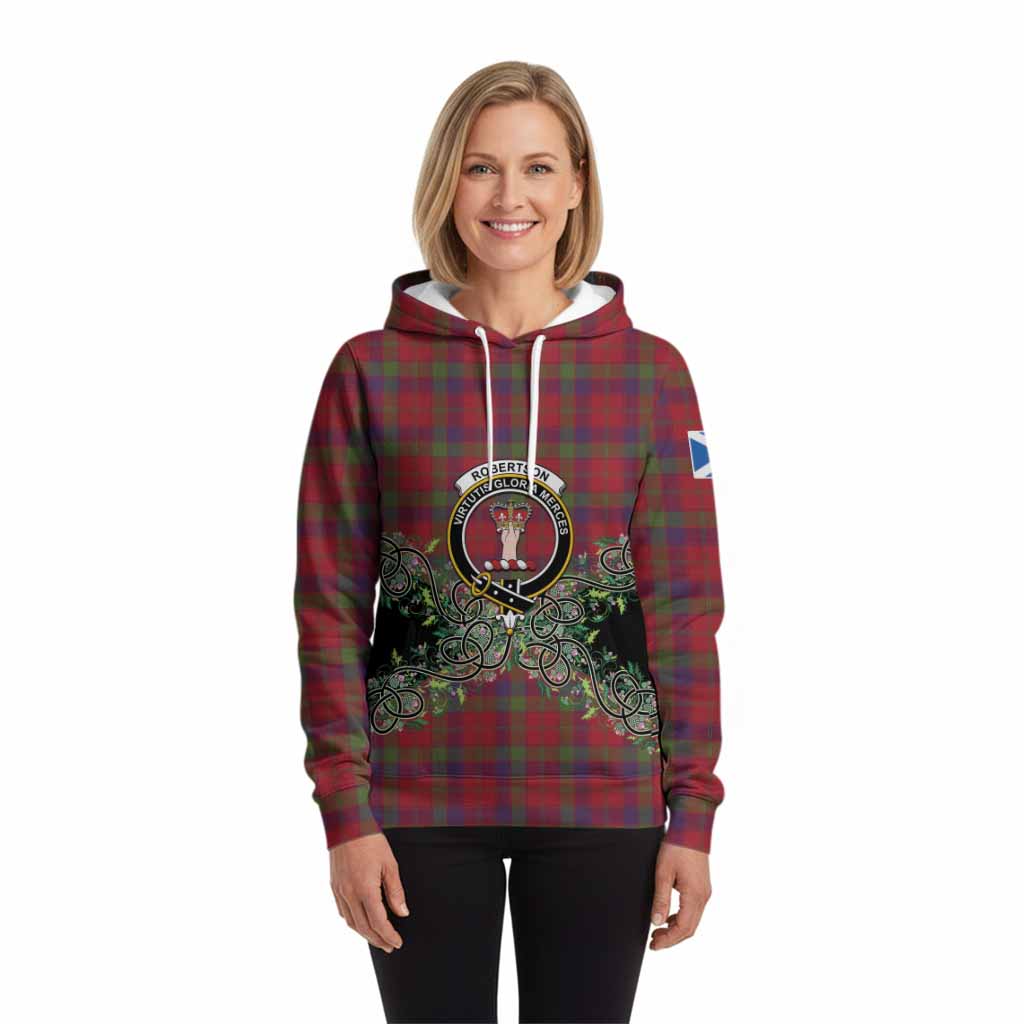 Robertson Tartan Hoodie Thistle Scottish Spirit